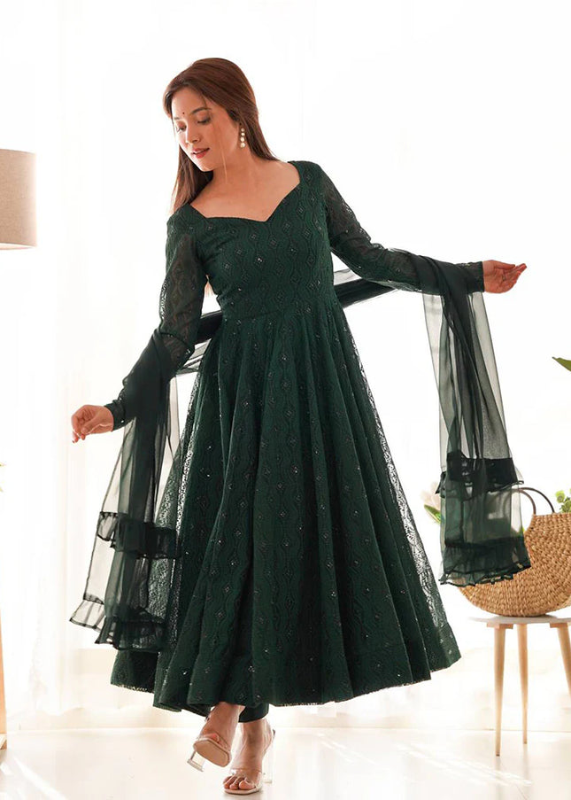 Green Georgette Anarkali Suit