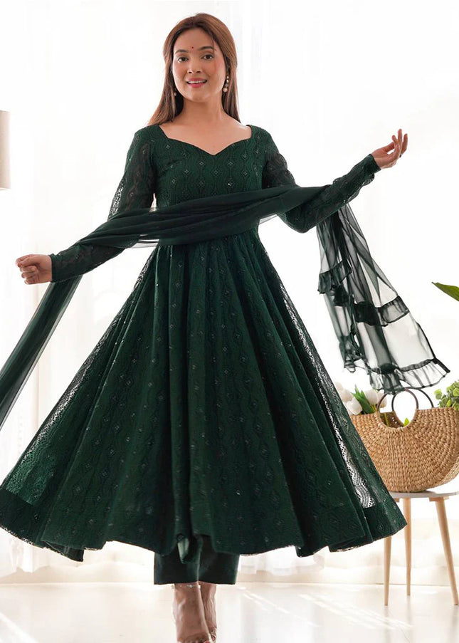 Green Georgette Anarkali Suit