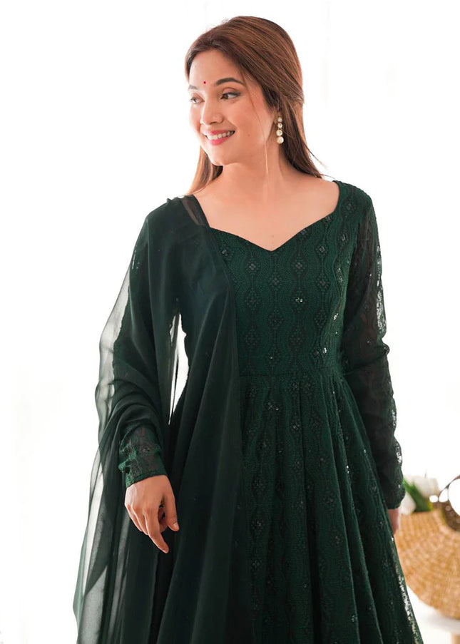 Green Georgette Anarkali Suit