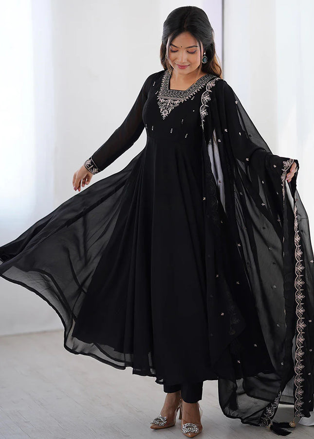 Black Embroidered Anarkali
