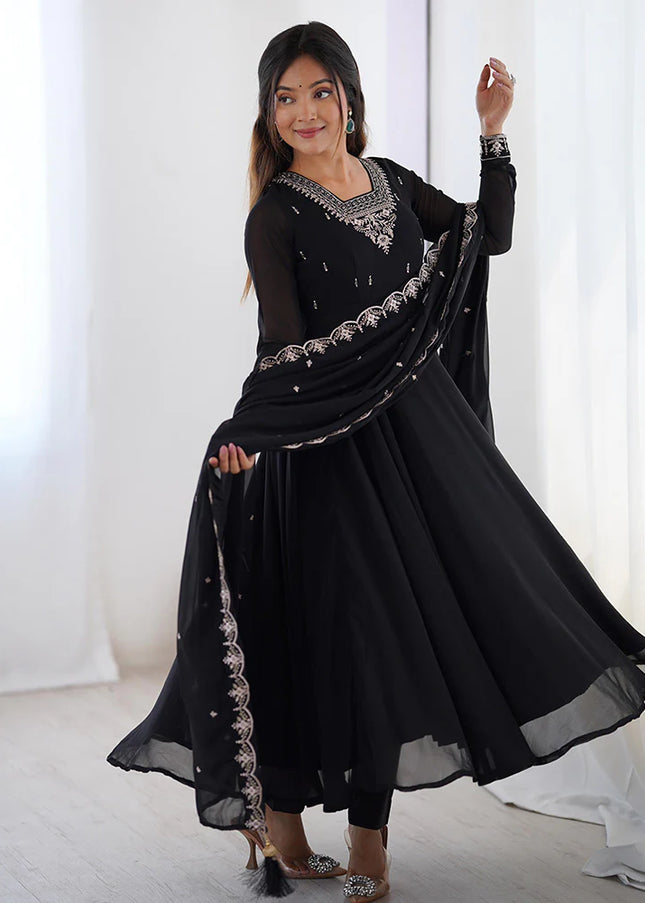 Black Embroidered Anarkali
