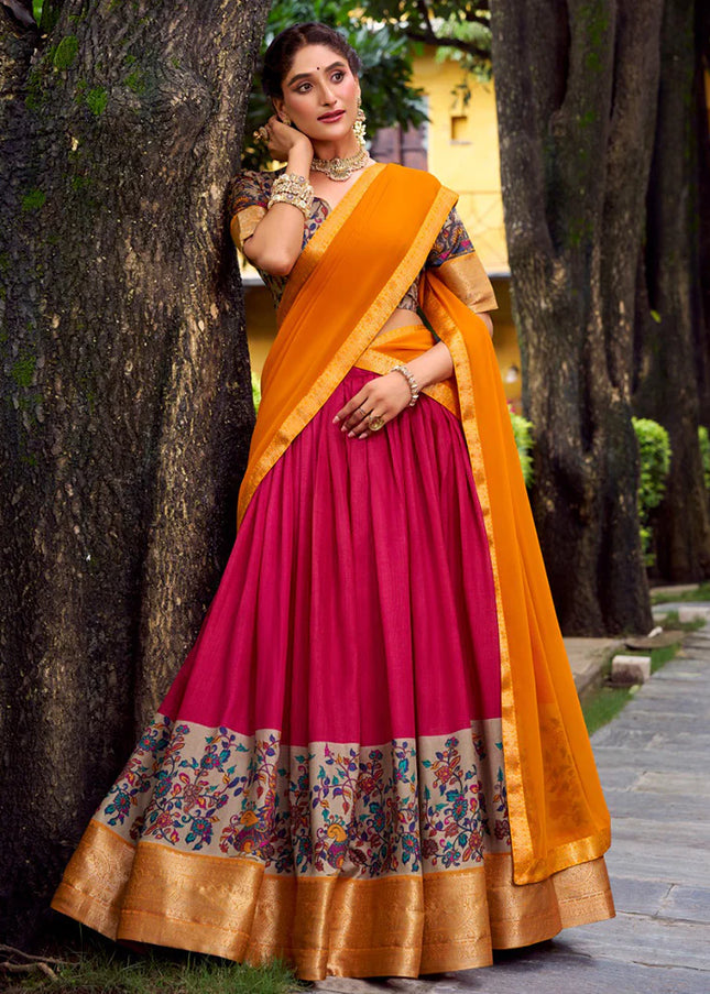 Pink Embroidered Lehenga Choli