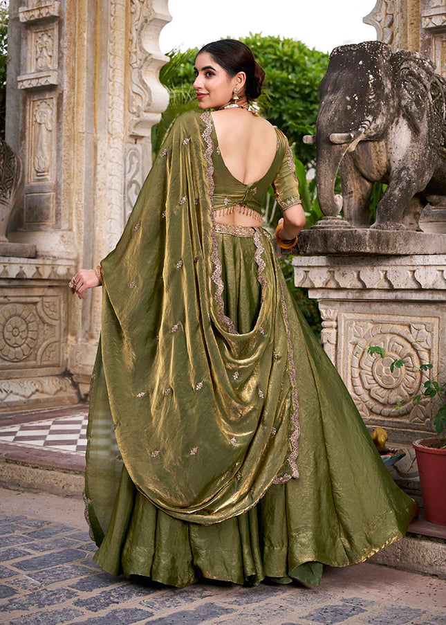 Green Embroidered Lehenga Choli