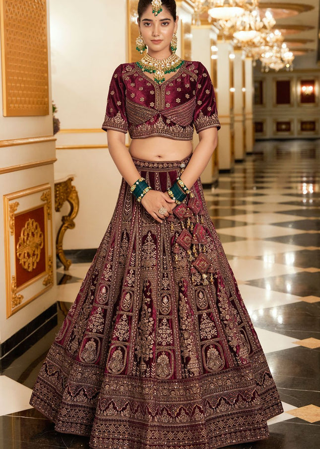 Maroon Embroidered Lehenga Choli