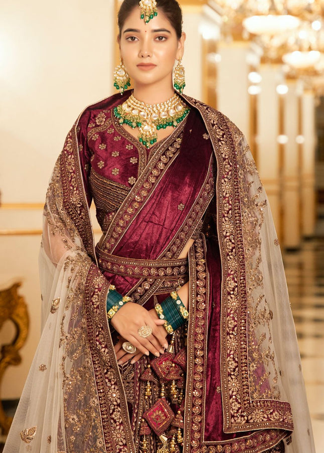 Maroon Embroidered Lehenga Choli