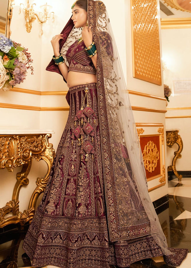 Maroon Embroidered Lehenga Choli