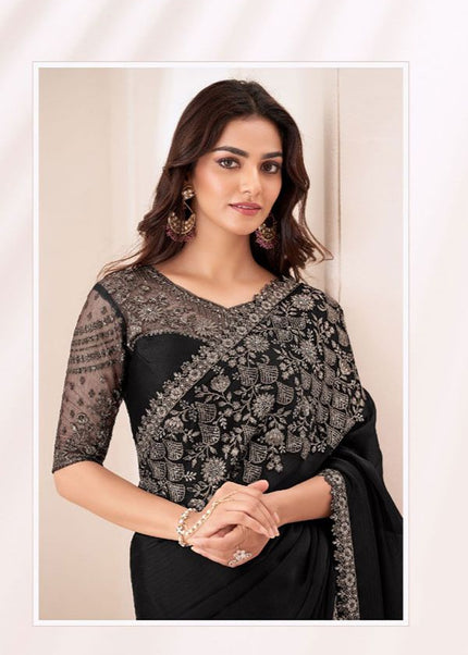 Black Embroidered Saree