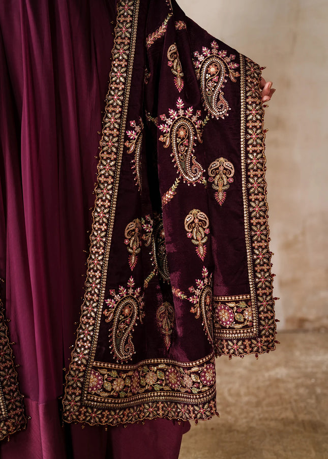 Baroque | Embroidered Velvet Shawl VS-62