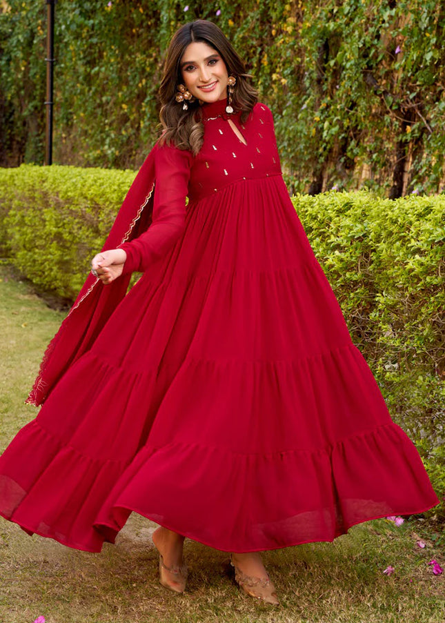 Marble Embroidered Anarkali Suit