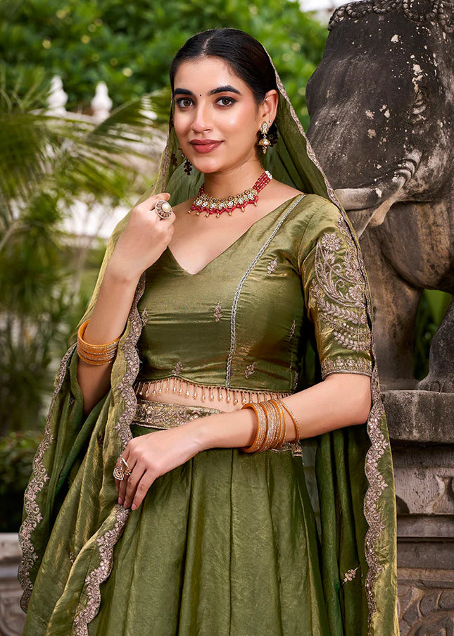 Green Embroidered Lehenga Choli
