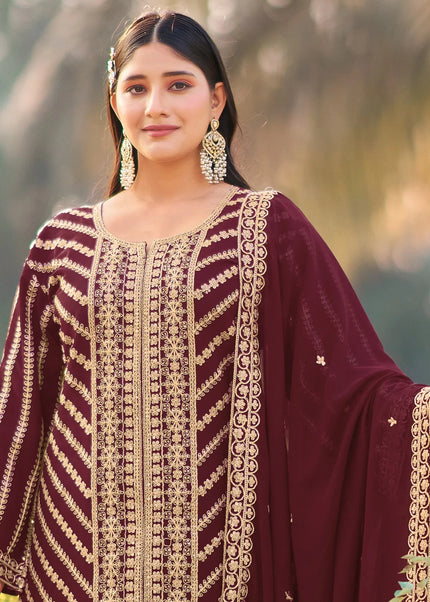 Georgette Embroidered Palazzo Suit Series
