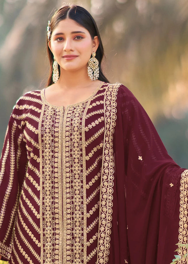 Georgette Embroidered Palazzo Suit Series