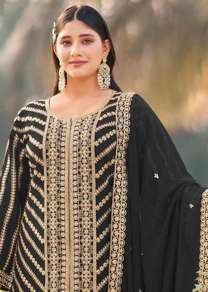 Georgette Embroidered Palazzo Suit Series