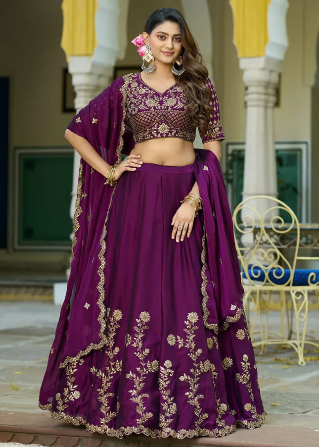 Purple Embroidered Lehenga Choli