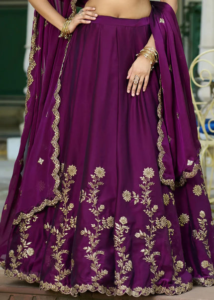 Purple Embroidered Lehenga Choli