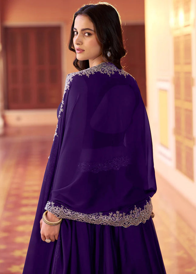 Purple Embroidered Lehenga Choli