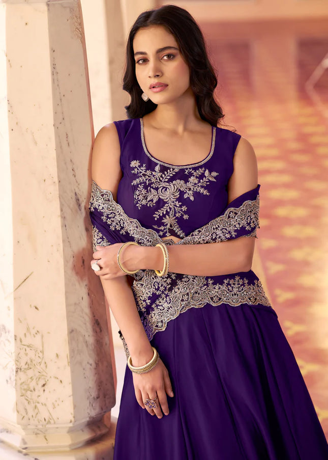 Purple Embroidered Lehenga Choli