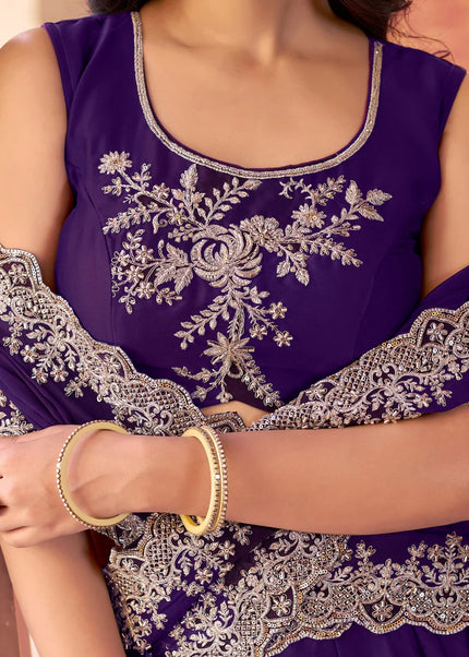 Purple Embroidered Lehenga Choli