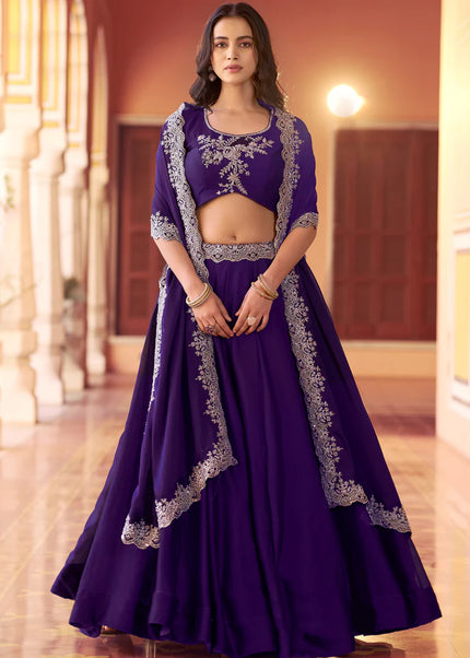 Purple Embroidered Lehenga Choli