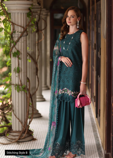 Noor By Saadia Asad | Noor Eid Luxury Schiffli Laserkari' 25 - Teal