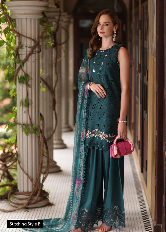 Noor By Saadia Asad | Noor Eid Luxury Schiffli Laserkari' 25 - Teal