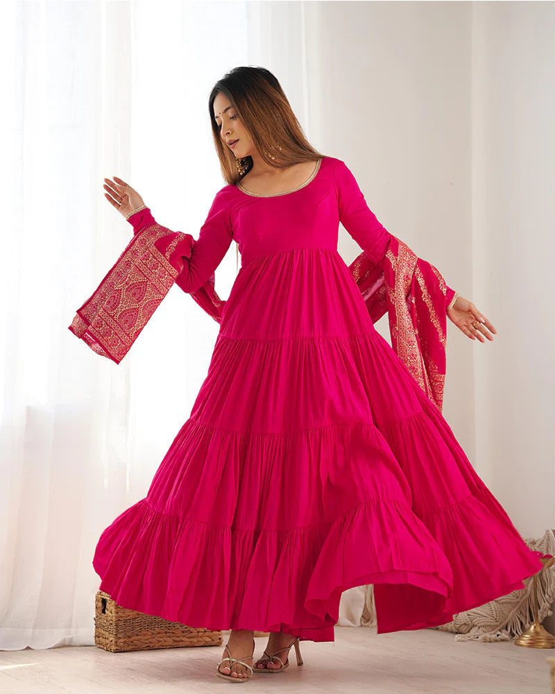 Pink Embroidered Flared Anarkali Suit FALAKENOOR Pink Embroidered Flared Anarkali Suit FALAKENOOR