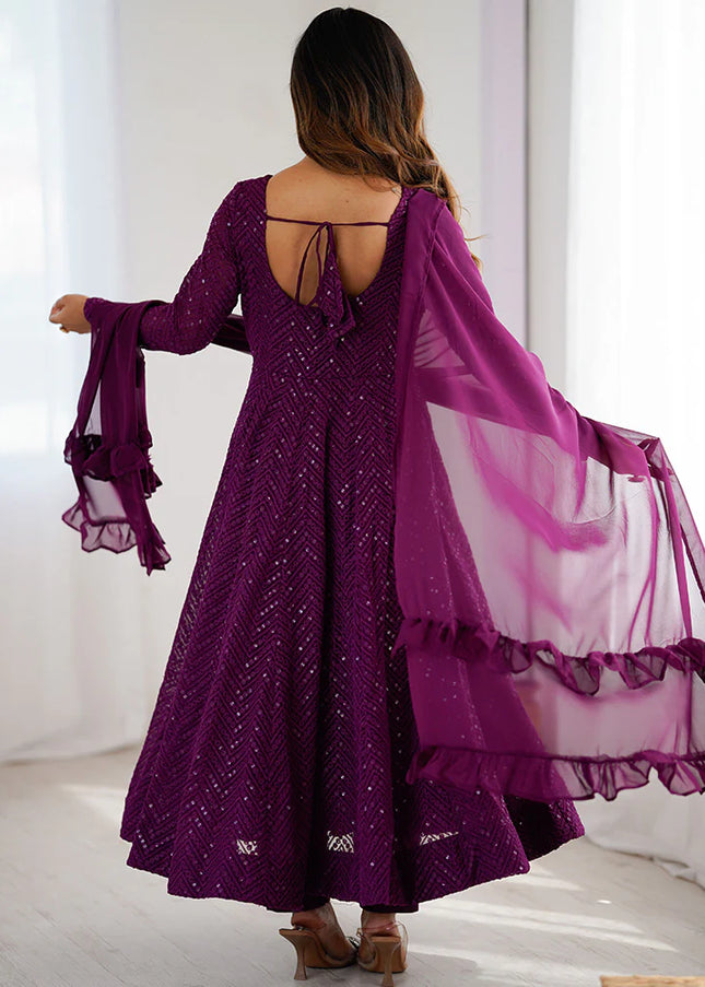 Purple Georgette Anarkali Suit