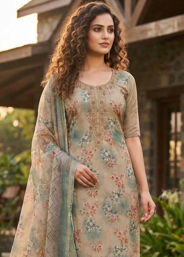 Viscose Printed and Embroidered Pant Style Suit Series