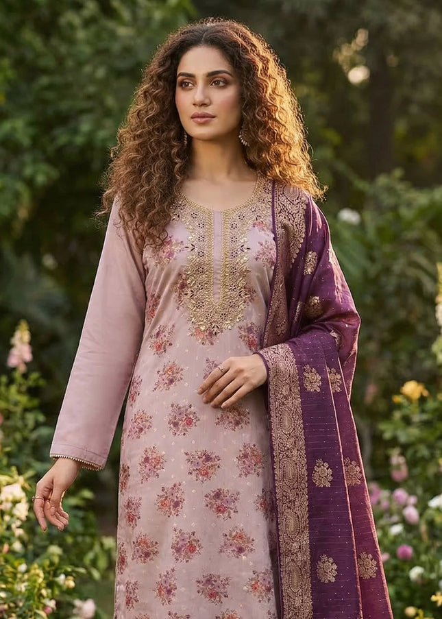 Chanderi Printed and Embroidered Pant Style Suit Series