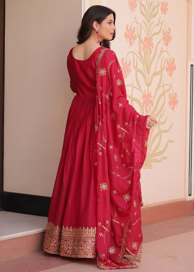 Pink Embroidered Anarkali Gown
