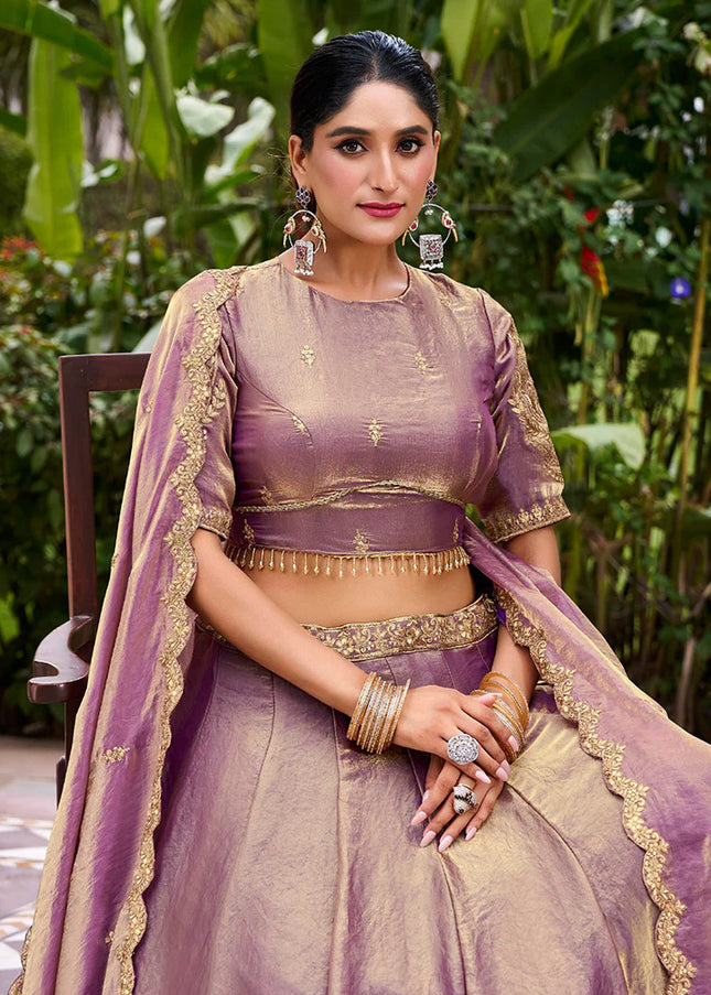 Lavender Embroidered Lehenga Choli