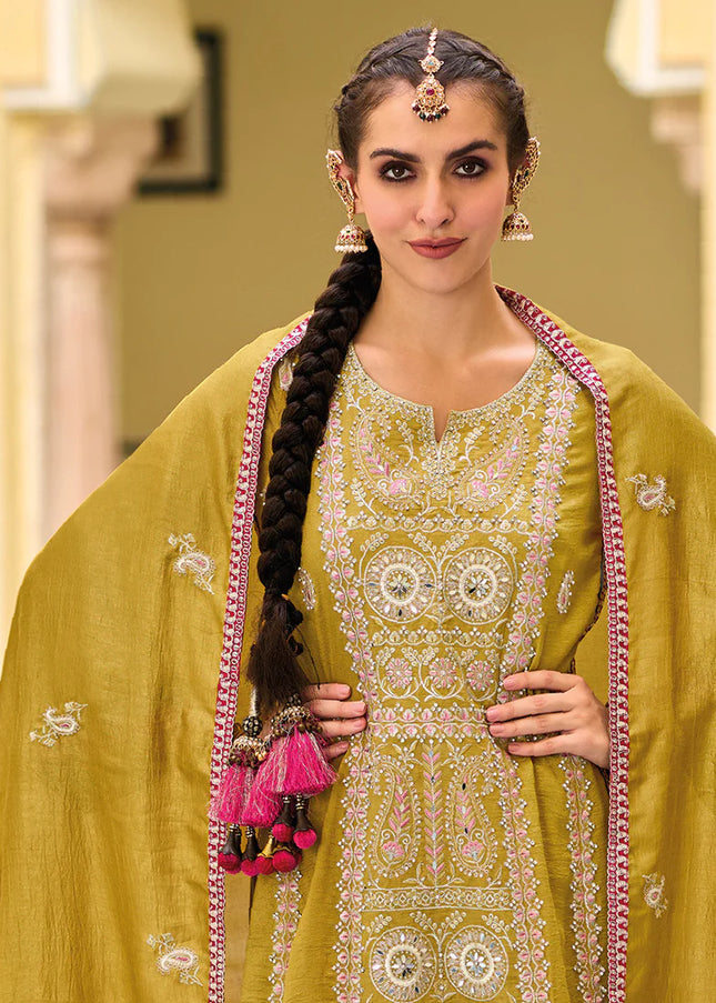 Yellow Multi Embroidered Palazzo Suit