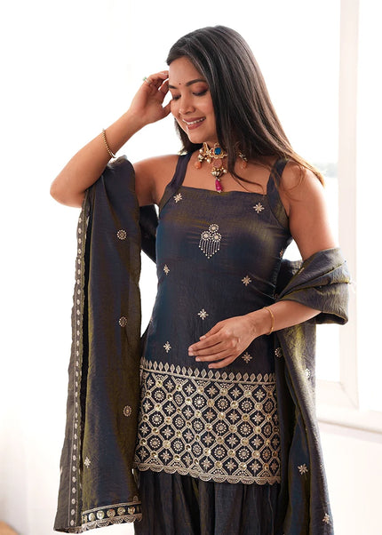 Grey Embroidered Salwar Suit