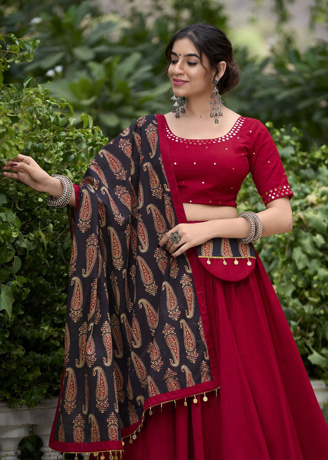 Maroon Embroidered Lehenga Choli