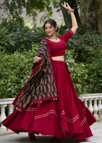 Maroon Embroidered Lehenga Choli