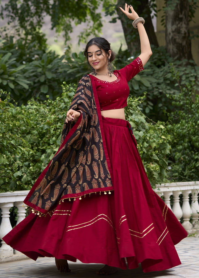 Maroon Embroidered Lehenga Choli
