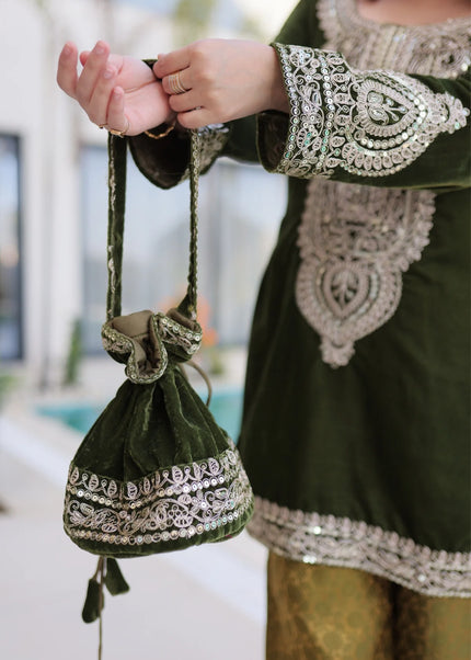 Green Embroidered Pant Style Suit