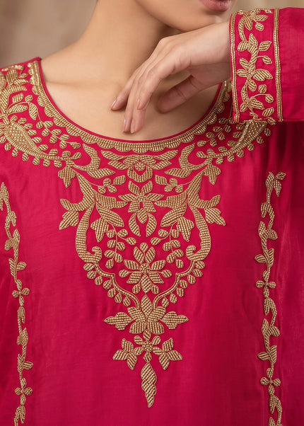 Pink Embroidered Sharara Suit