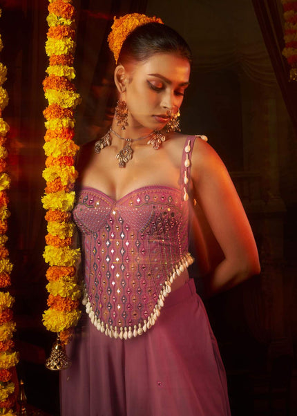 Pink Embroidered Sharara Suit