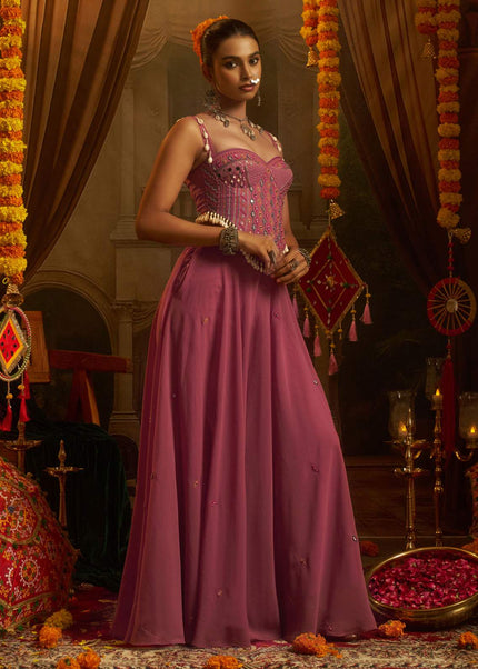 Pink Embroidered Sharara Suit