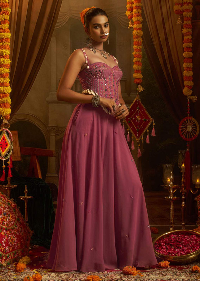 Pink Embroidered Sharara Suit