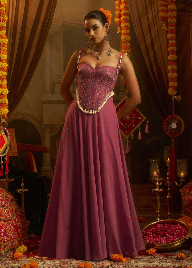Pink Embroidered Sharara Suit