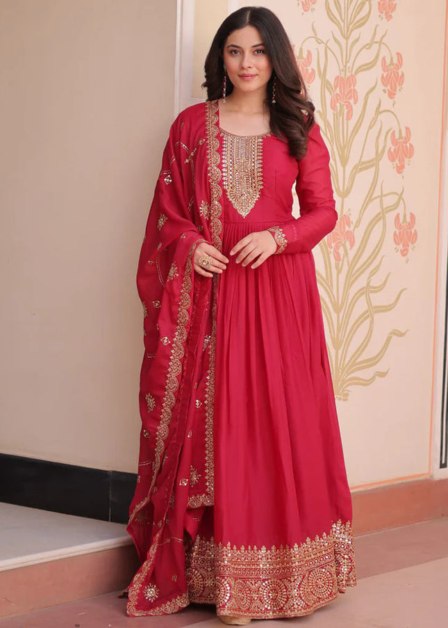Pink Embroidered Anarkali Gown