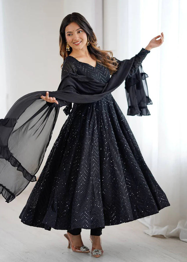 Black Georgette Anarkali Suit