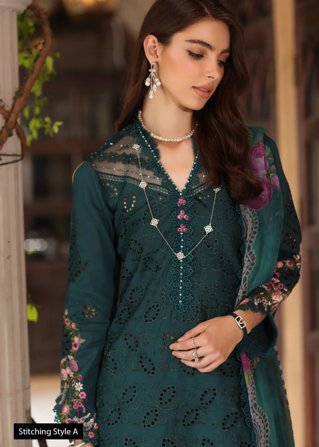 Noor By Saadia Asad | Noor Eid Luxury Schiffli Laserkari' 25 - Teal