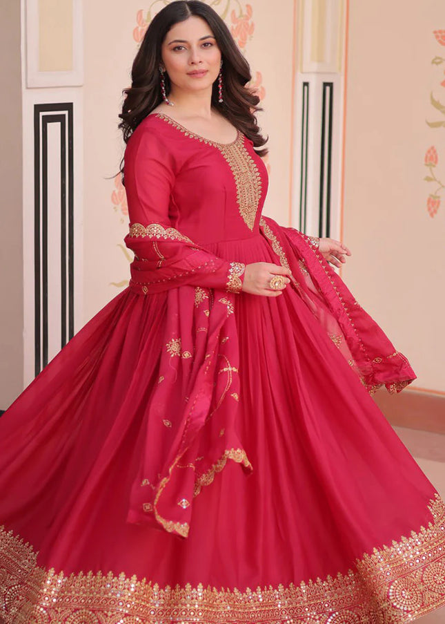 Pink Embroidered Anarkali Gown