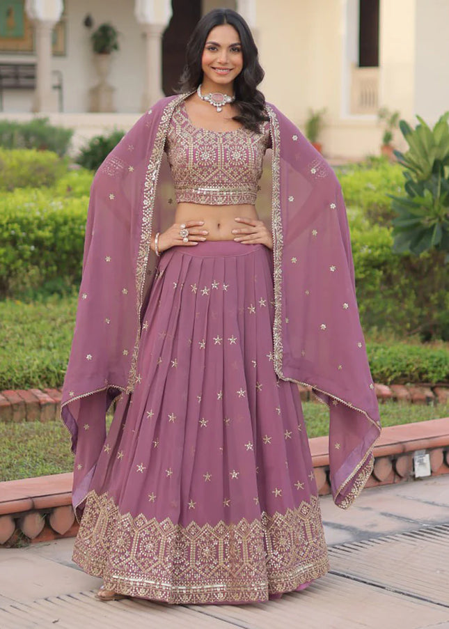 Pink Embroidered Lehenga Choli