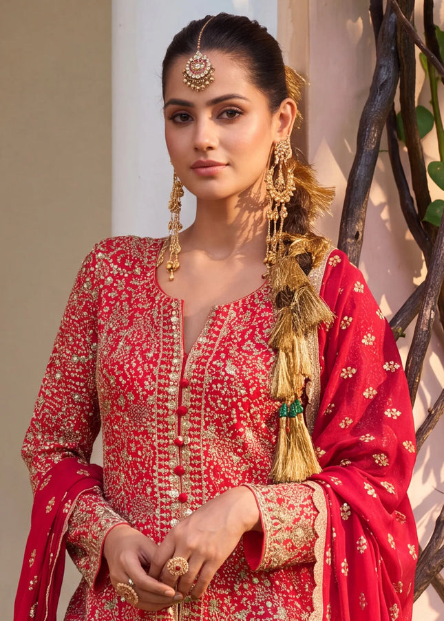 Georgette Embroidered Palazzo Suit Series