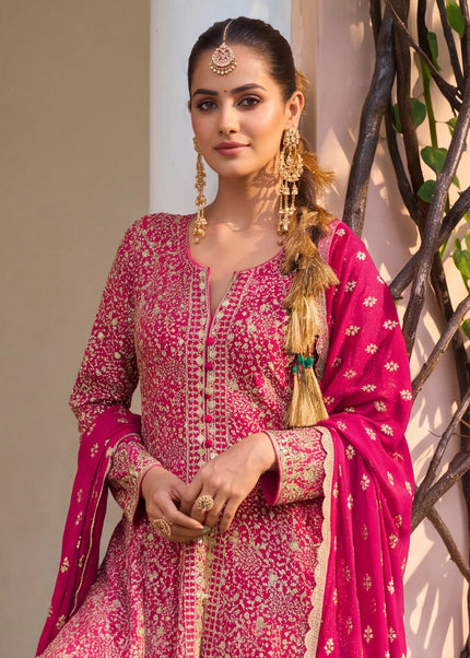 Georgette Embroidered Palazzo Suit Series