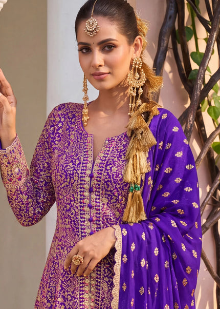 Georgette Embroidered Palazzo Suit Series